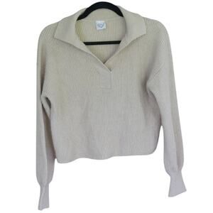 Freshman 1996 Brand Collared Cropped Soft Fitted Beige Sweater Size Small